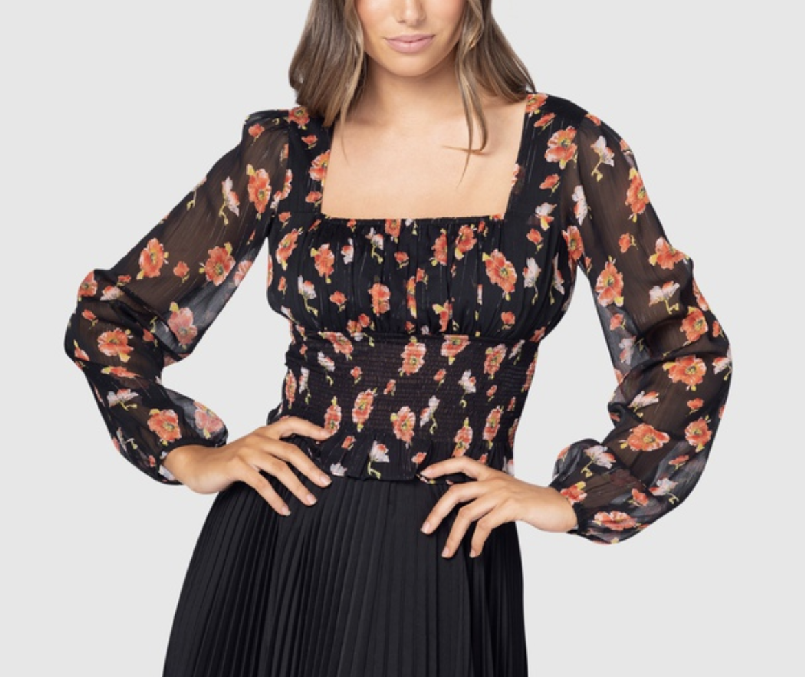 floral sheer long sleeve top the iconic
