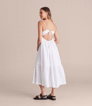 Dopamine dressing style four: Back image of Lily Loves Tie Back Dress in white from Target