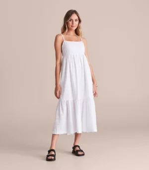 Dopamine dressing style four: Front image of Lily Loves Tie Back Dress in white from Target