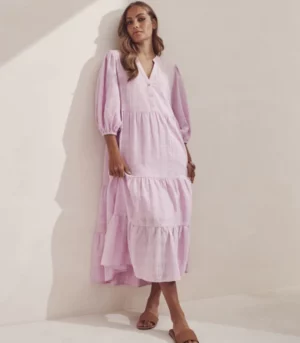 Dopamine dressing style three: check dobby midi dress in lilac by Target