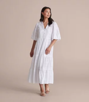 Dopamine dressing style three: check dobby midi dress in white by Target